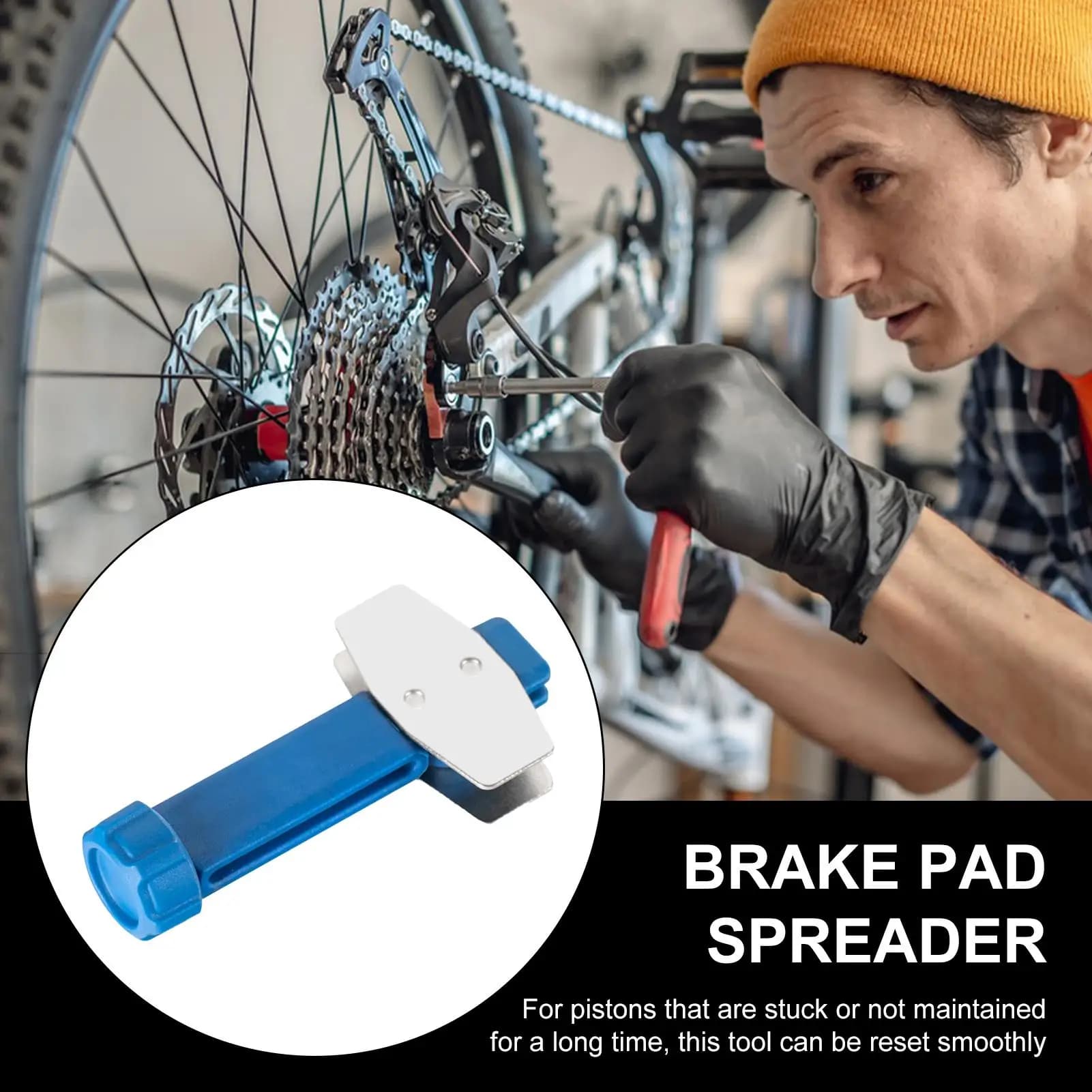 Attrezzo per la messa a punto dei pistoncini dei freni idraulici per biciclette, in acciaio resistente, rotante, per la riparazione e il reset dei pistoncini dei freni a disco idraulici.