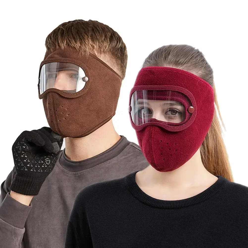 Maschera calda per il viso traspirante Berretto invernale Maschere da sci Cappucci in pile con occhiali HD Berretto da ciclismo antiappannamento