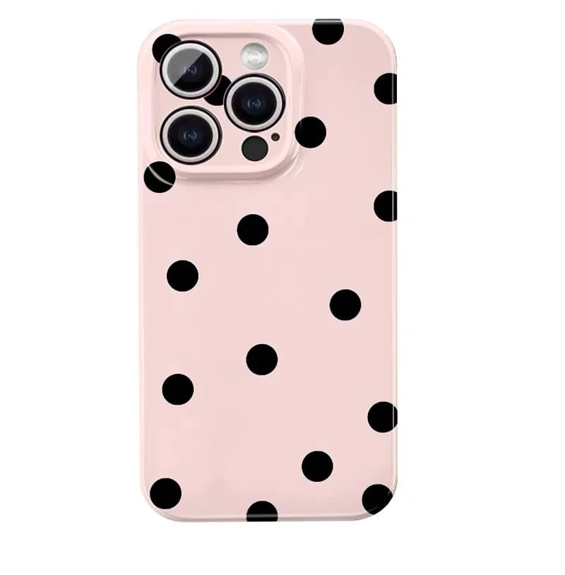 Cover per telefono in acrilico rosa e nero a pois per IPHONE 17 Air 16E 15 PROMAX 14 Plus 13 12 MINI 11 PRO 16Plus XR XS MAX