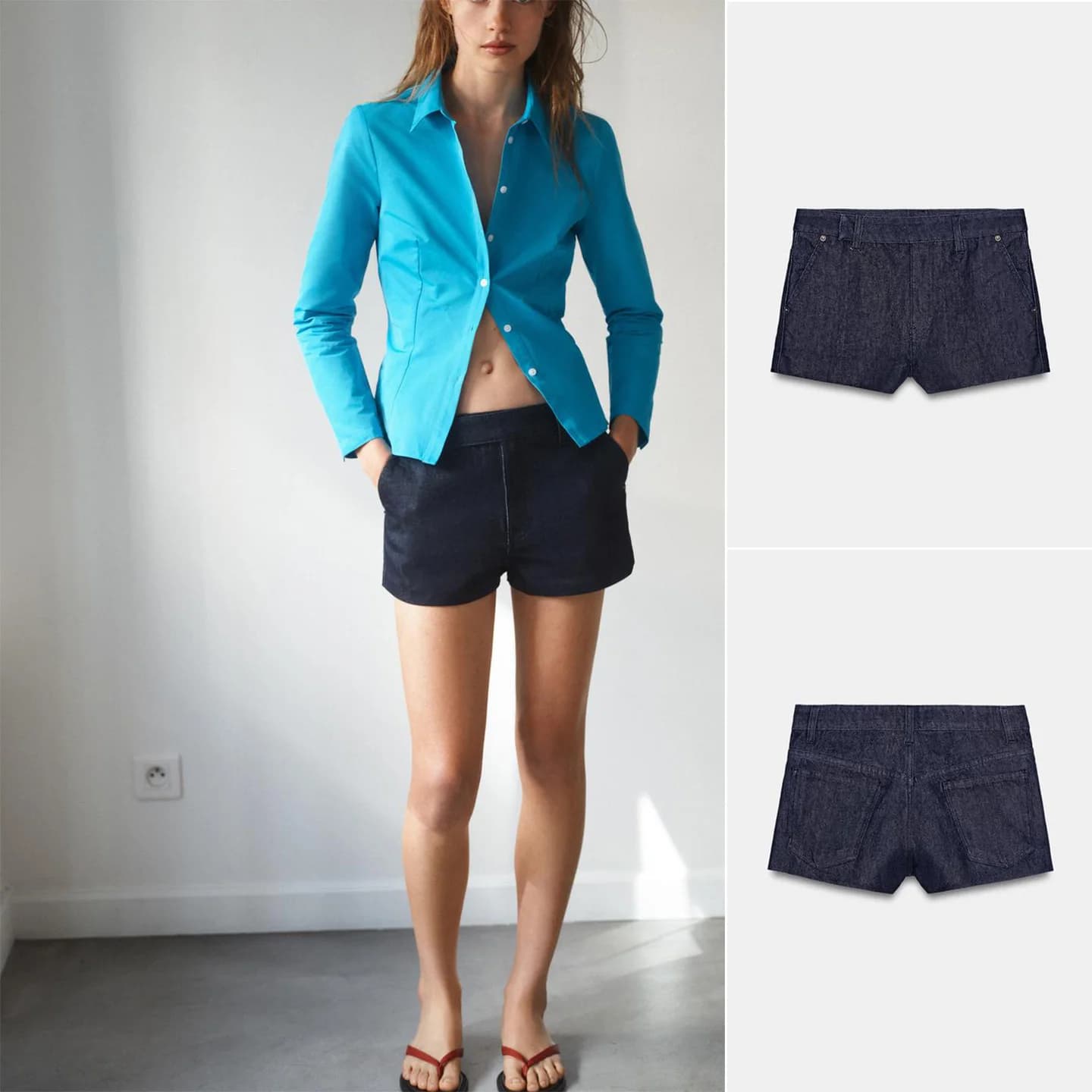 Nuovi Pantaloncini Estivi da Donna a Gamba Dritta, Vita Media, Stile Vintage Casual in Denim con Tasche Laterali, Trendy in Fibra di Poliestere