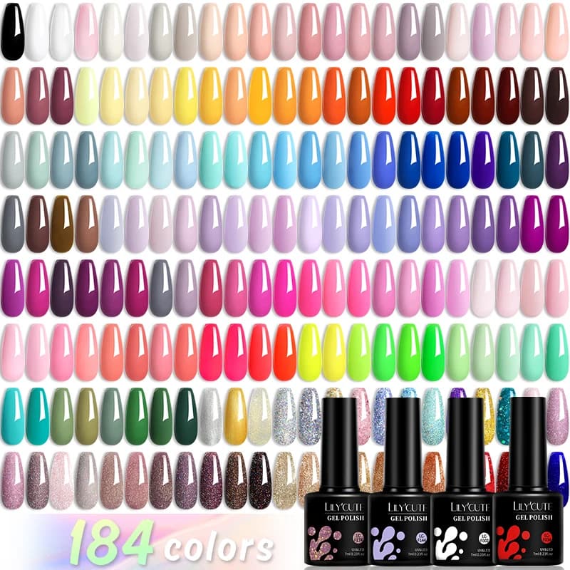 LILYCUTE 184 Colors 7ML Nail Polish Purple Glitter Paillettes Base for manicure Top Coat matt Soak Off LED UV Nail Art Gel Paint