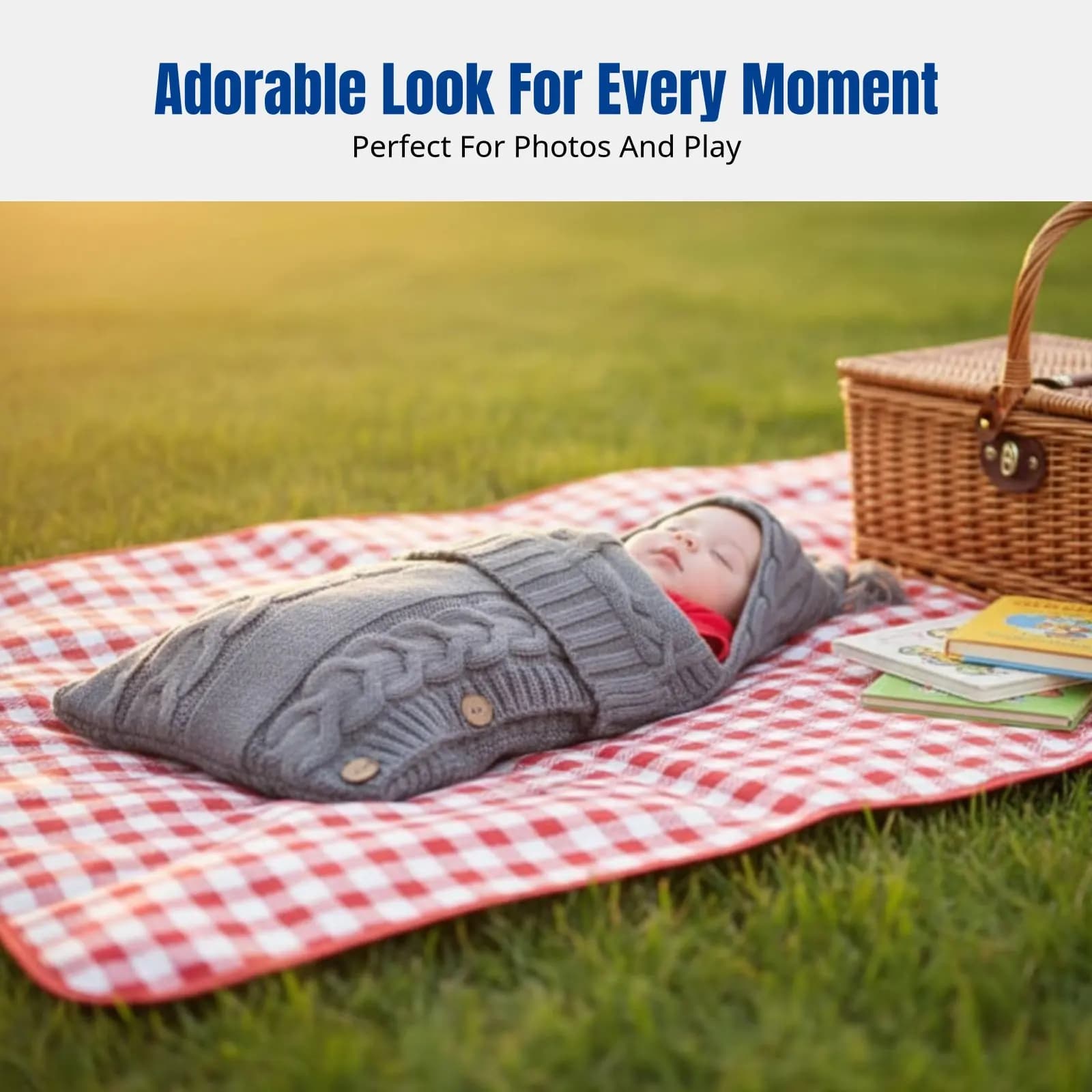 Baby cot with hood, soft mesh, button closure, warm and cudddling, multicoloured, baby blanket