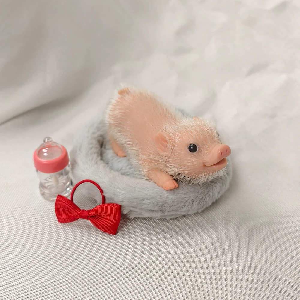Maialino in Silicone da 5 Pollici, Morbido e Carino, Mini Animale Realistico con Accessori, Bambola Maiale Neonato Realistica, Giocattolo Antistress, Regalo