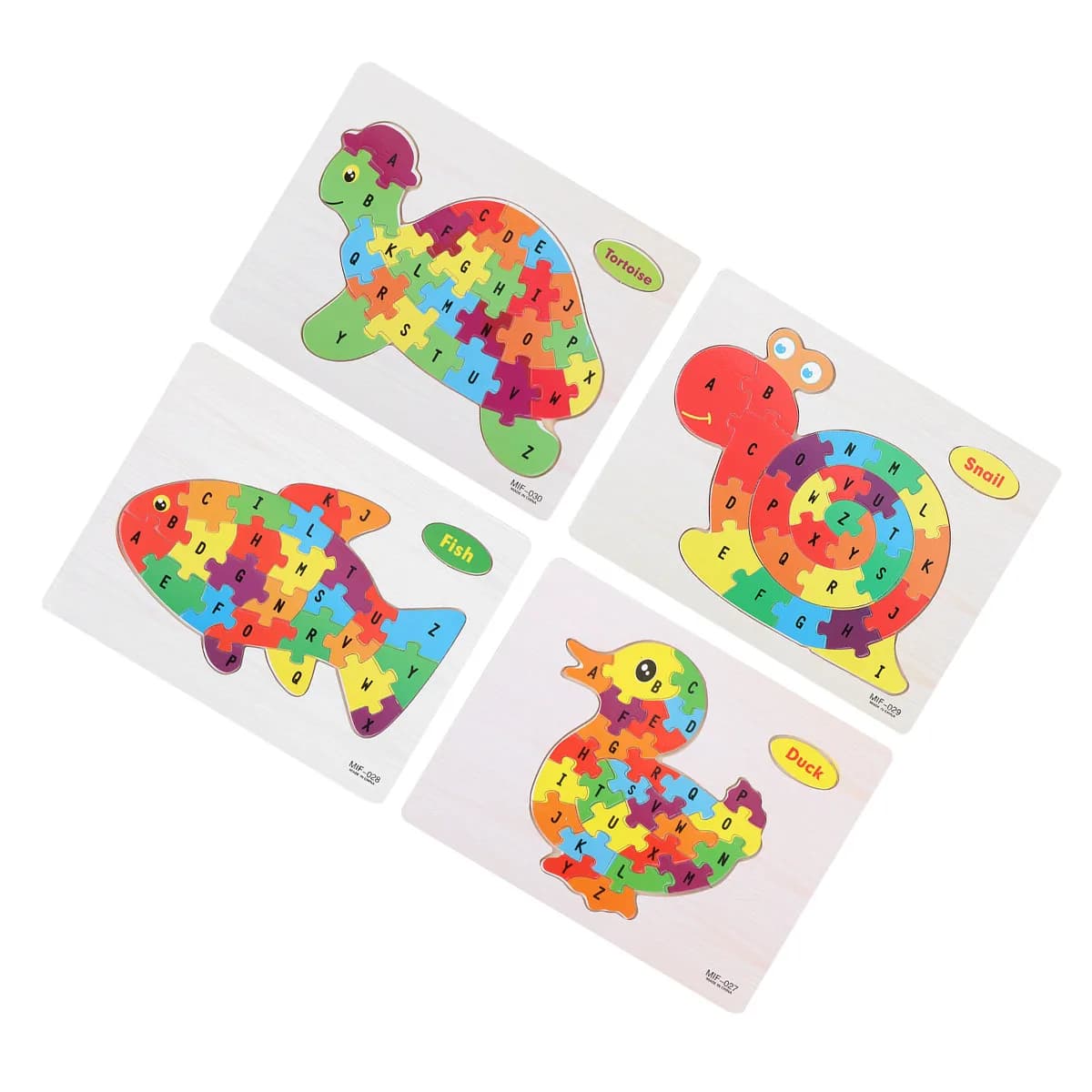 4 pezzi di giocattoli con alfabeto, puzzle per bambini, giochi per bambini a forma di animale, giochi educativi per bambini