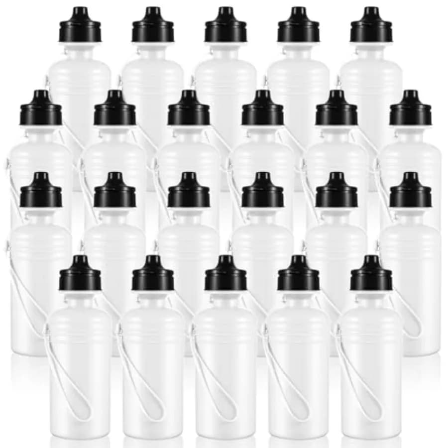 Borracce in Plastica da 21 oz (22 Pezzi) per Sport e Ciclismo con Cinghia in Nylon, Antigoccia, Riutilizzabili, Senza BPA
