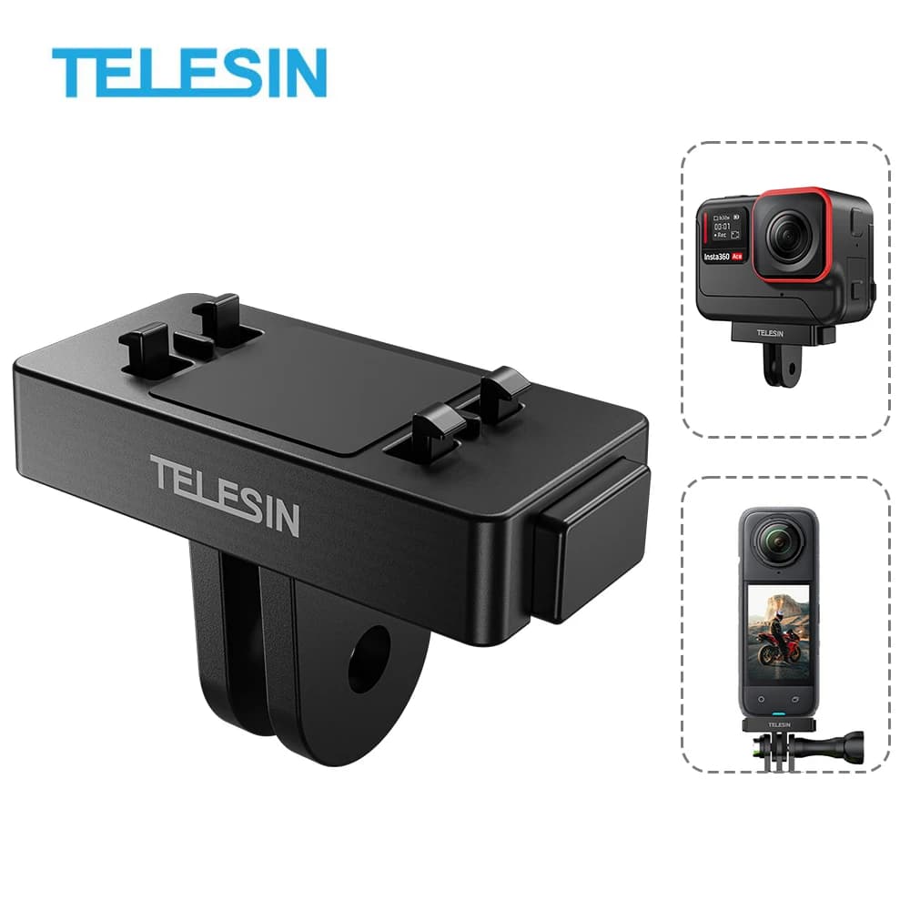 TELESIN two griffe magnetic adapter, action room accessories, action room support for Insta 360 Ace/Ace Pro with double griffa interface
