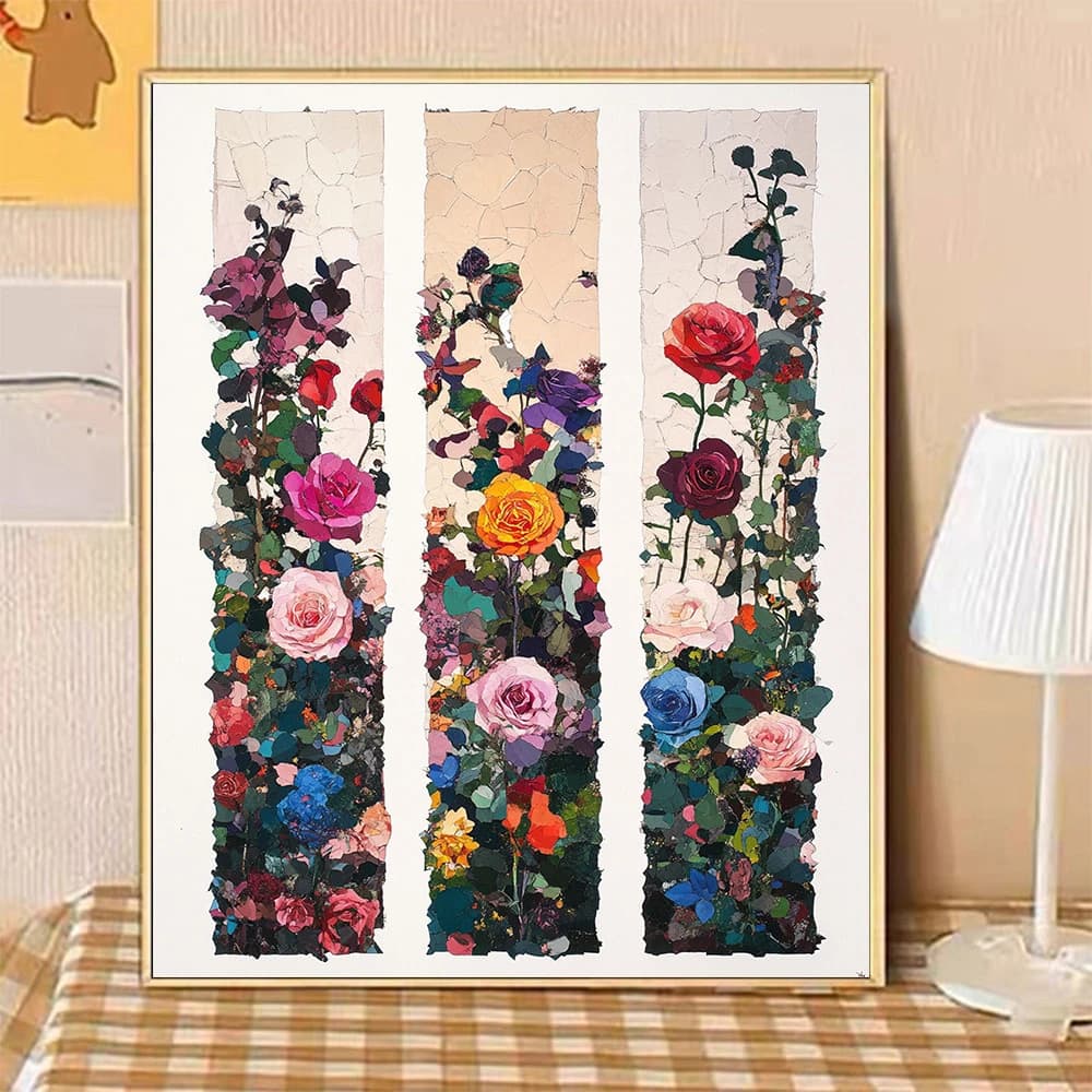 Rose Floral Still Life Oil Painting Modern Wall Decor Paint by Numbers for Living Room Bedroom Perfect Gift No Frame