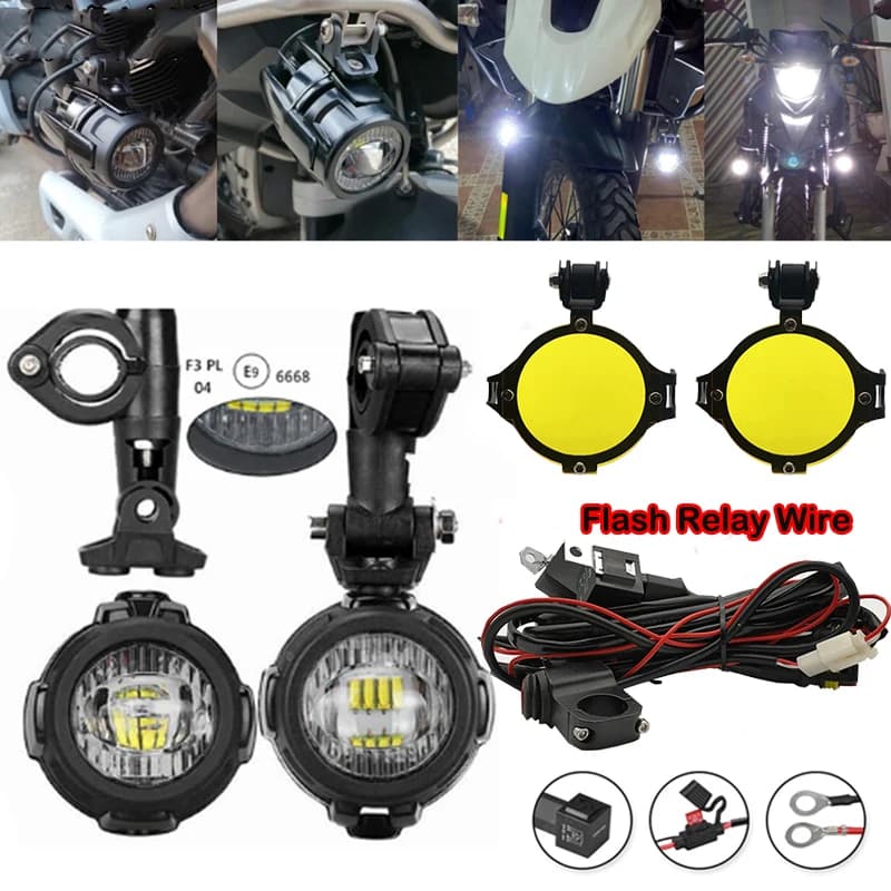 Doppi colori led stroboscopico faro per moto fendinebbia auto universale moto ATV lampadina ad alta luminosità giallo bianco 12V