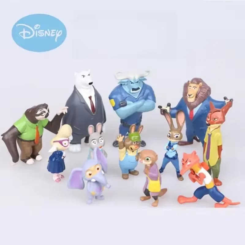 Nuovo Set di 12 Pezzi Personaggi d'Azione Zootopia, Coniglio Judy Hopps, Volpe Nick Wilde, Giocattoli da Collezione per Bambini