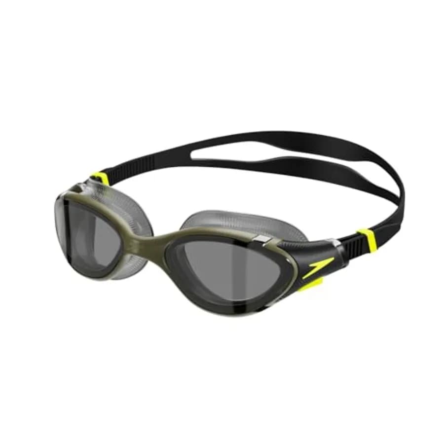 Swim goggle for unisex adults silicone frame with matte black finish anti-fog and UV protection
