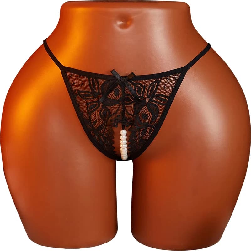 Intimo Femminile Seducente in Pizzo, Perline e Tanga SM Sexy, Taglie Plus, T-Shirt Provocante