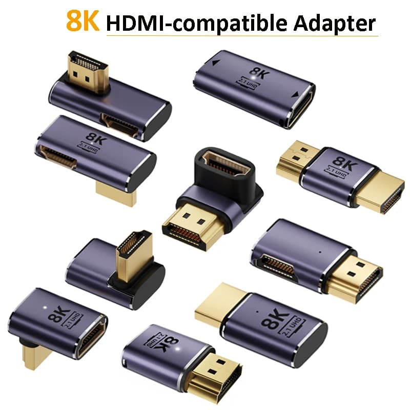 Compatible HDMI 8K Converter male-female 90-degree extender adapter UHD2.1 4K 120Hz for PS4 PS5 HDTV portable monitor