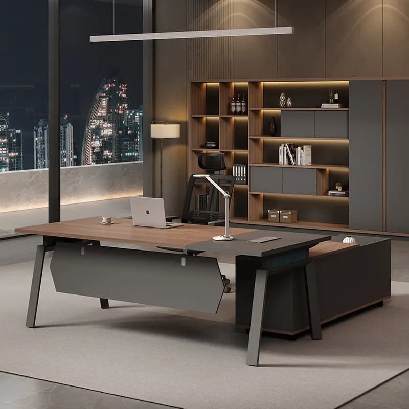 Scrivania Direzionale di Design con Cassetti, Tavolo Moderno per Studio e Computer, Sedia da Ufficio per Gaming e Scrittura, Arredamento per Ufficio