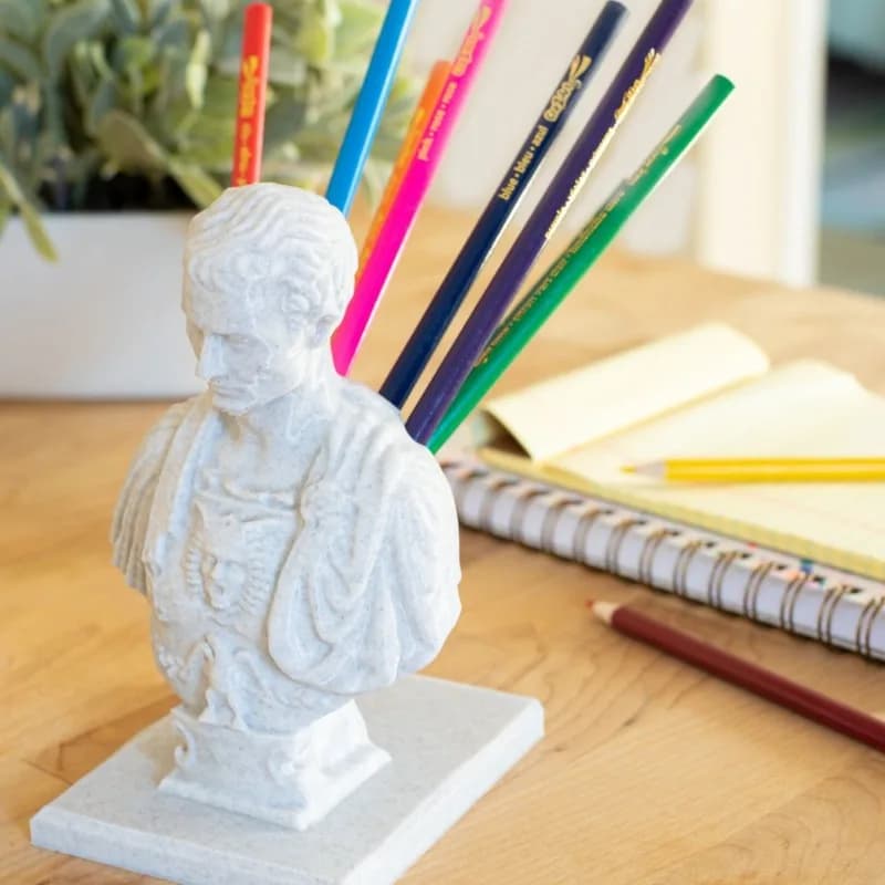 Stampa 3D Creativa della Statua di Giulio Cesare, Portapenne da Scrivania, Organizzatore, Decorazione per Ufficio, Cancelleria, Regalo per Insegnanti