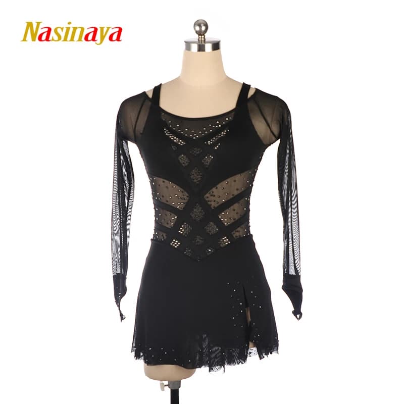 Costume da prestazione per vestito da pattinaggio di figura Professionale personalizzato Hot Diamond Maglia da prestazione per allenamento di pattinaggio per adulti per bambini