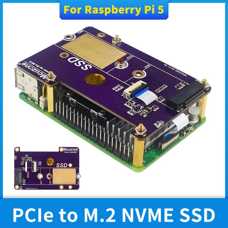 Raspberry Pi 5 PCIe to M.2 SSD PCIe Gen2 support expansion card 2280/2242/2230 M.2 NVMe SSD for RPI 5