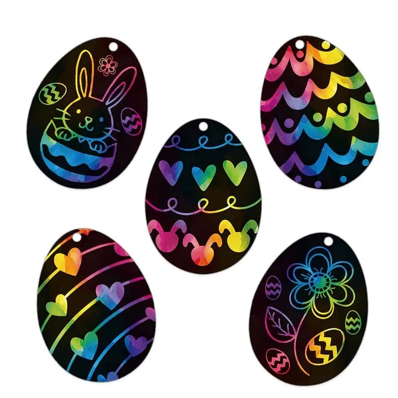 24 Pezzi Uova di Pasqua Creative da Graffiare per Bambini, Decorazioni Artistiche da Appendere, Coniglietti Colorati da Dipingere e Disegnare, Giocattoli Fai-da-Te, Regalo di Pasqua c3602