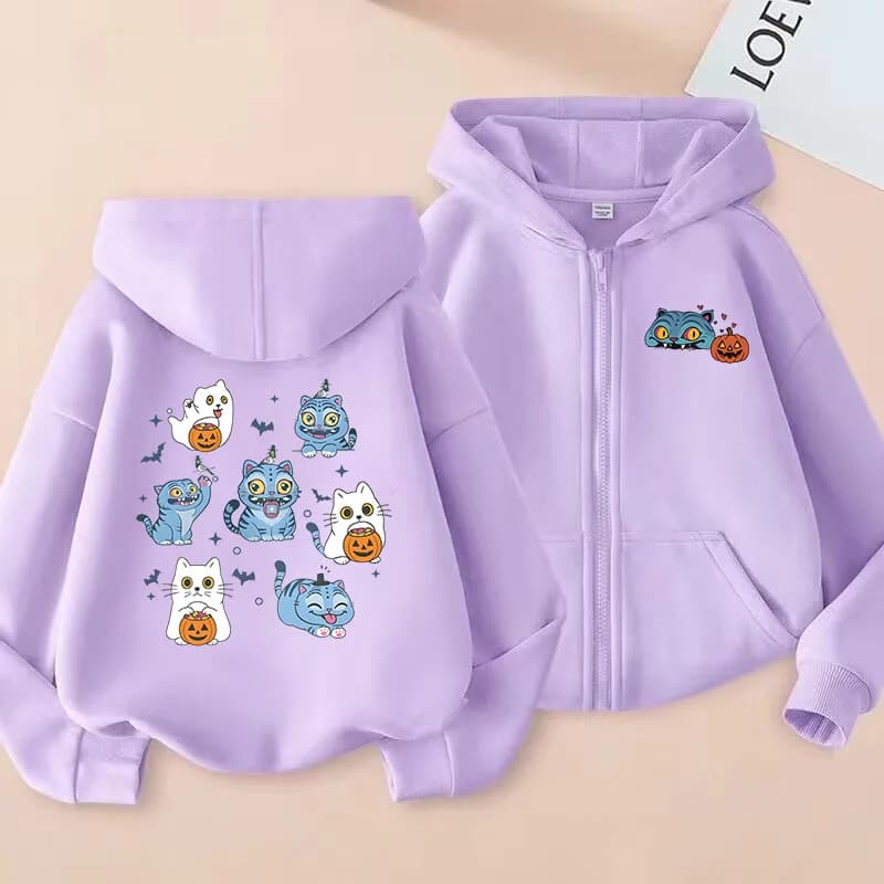 Halloween Personality Print Children's Hoodie Loose Overhead Sweatshirt Sweet Style Long Sleeve Cartoon Animation Design