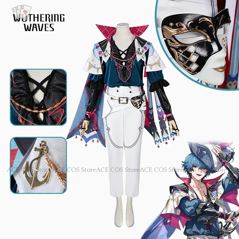 Wuwa Brant Costume Cosplay Parrucca Scarpe Onde Wuthering Maschera Gioco Vestiti Divise da uomo Halloween Party Cape Outfit Dib;4.f'7;j,3'