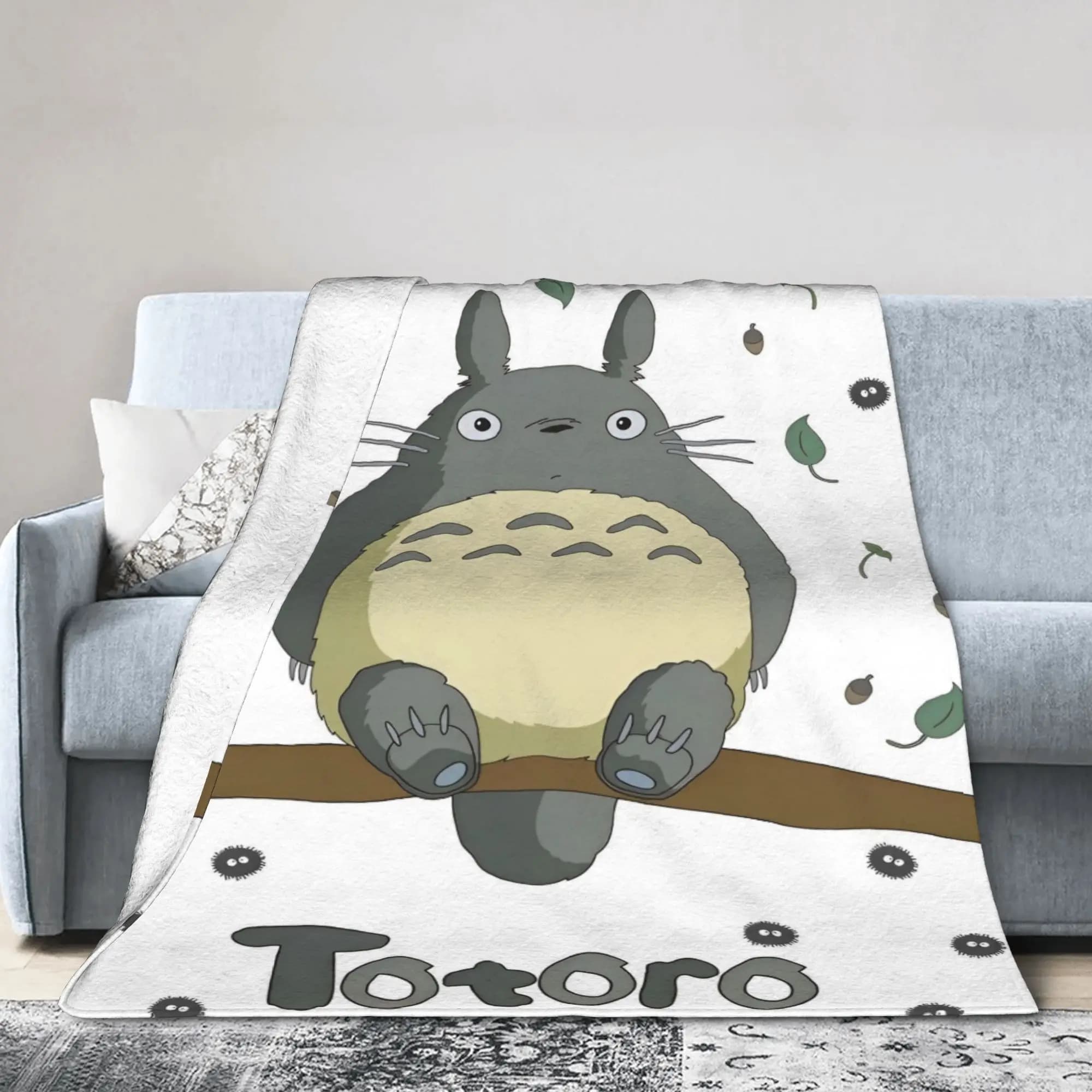 Simpatica coperta da cartone animato T-Totori Flanella anime Divertenti coperte calde per la copertura della sedia del divano Primavera/Autunno,