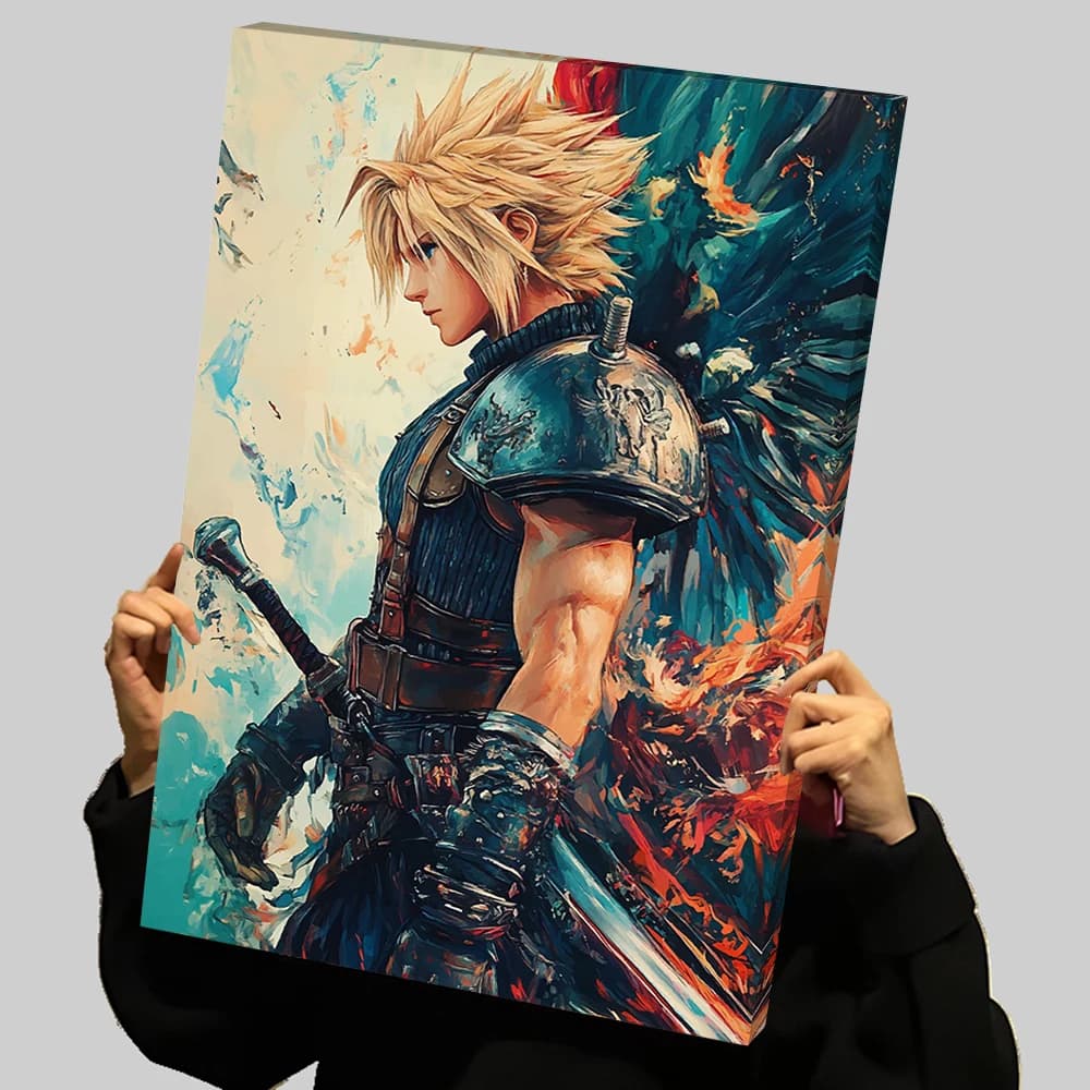 Final Fantasy Cloud Strife Gaming Prints Poster Custom Canvas Painting Wall Art Wand Deko Photos for Living Room Decor Home Arts