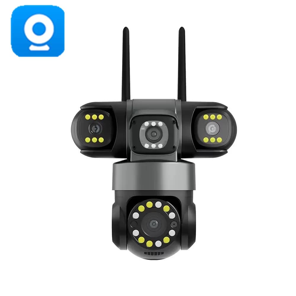 Telecamera IP Dome Wireless PTZ WIFI 6MP V380pro APP a Tripla Lente, Visione Notturna a Colori, Rilevamento Umanoide AI, Sicurezza Domestica, Monitoraggio Bambini