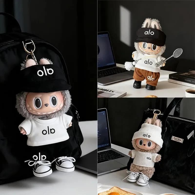 Per Labubu Doll Suit 15 17cm Outfit Abbigliamento Badminton Sport T-shirt Jeans Pantaloni Scarpe Berretto da baseball Gonna a pieghe Abiti in maglia