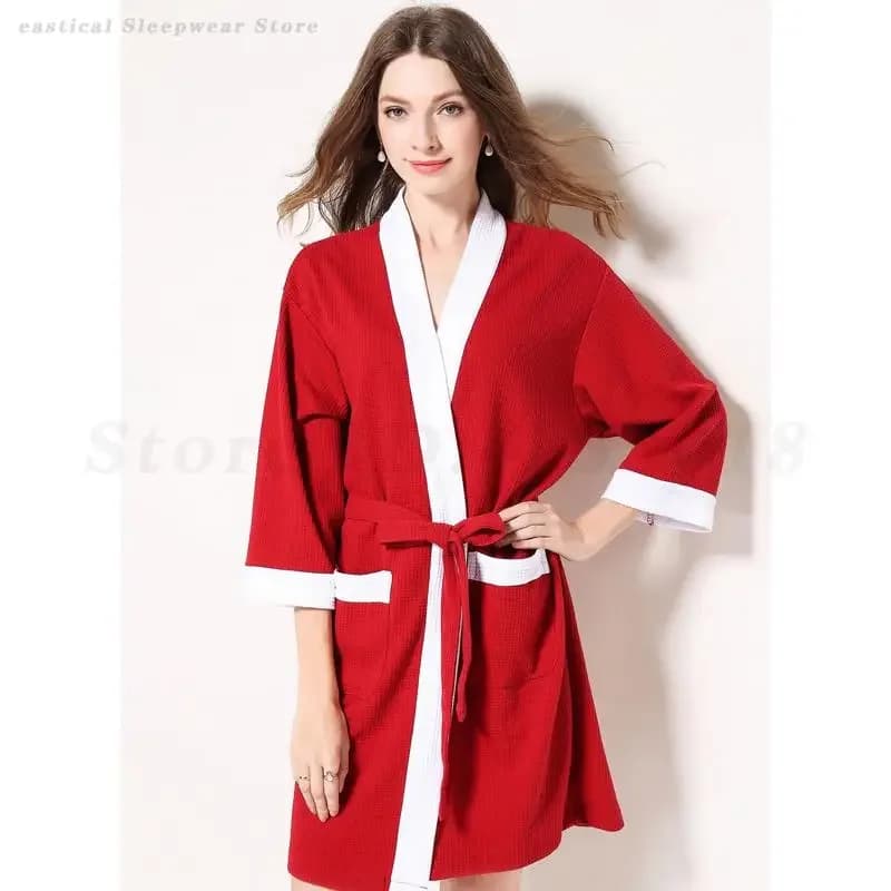 Couple Waffle Robe Sleepwear Trained Casual Bathrobe Kimono Male Dress Female Lingerie Sexy Yukata Trained Lounge Wearing Home Dresses