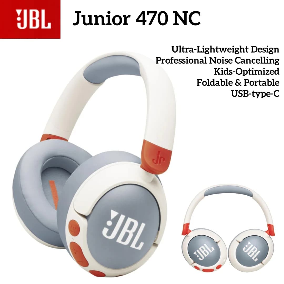 JBL Junior 470NC Children's Wireless In-Ear Noise-Canceling Headphones, with extended battery life, quick charging, and wireless