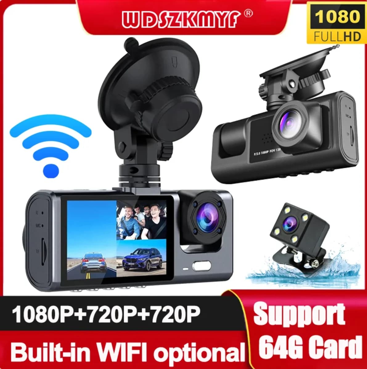 Car camera Dvr 1080P with APP control WIFI at 2/3 channels for cars Recorder for front and rear view Car camera for car accessories
