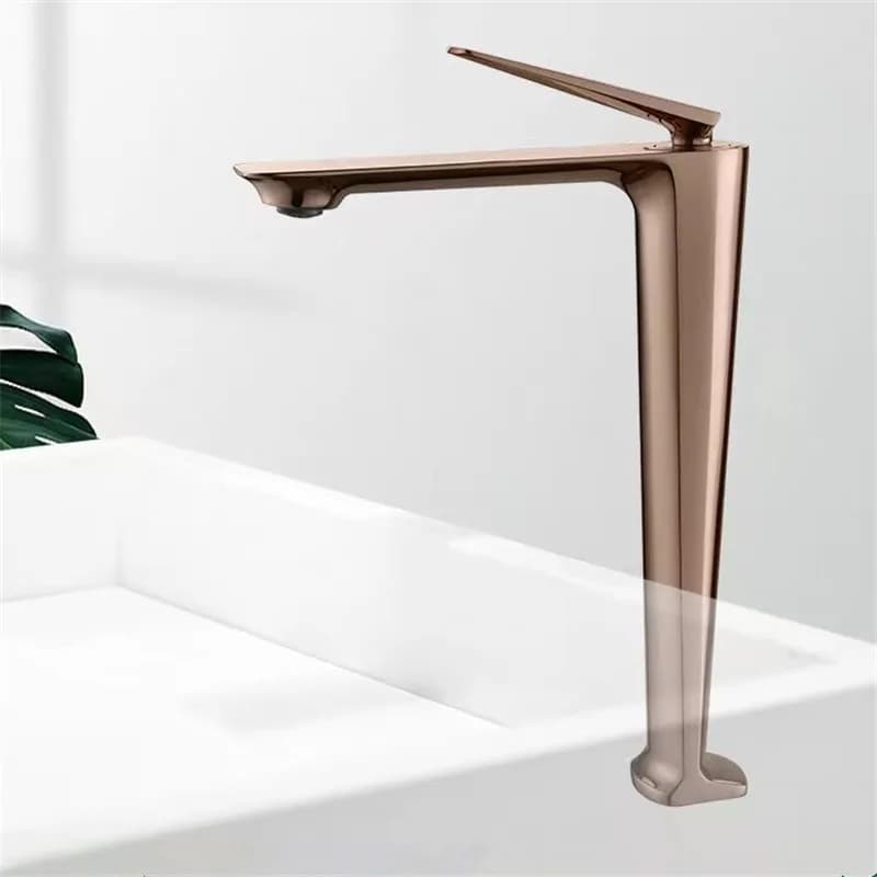 Rubinetto per lavabo in oro rosa, rubinetto alto da bagno in oro spazzolato, rubinetto per lavabo nero caldo e freddo, miscelatore per WC montato su piano, rubinetto dell'acqua