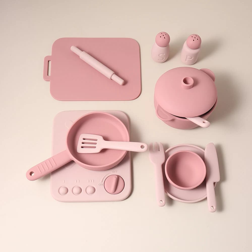 Set da 13 pezzi Set da gioco da cucina in silicone Giocattolo Fai finta di giocare con l'utensile da cucina Gioco Giocattoli educativi precoci per i più piccoli Regali per bambini