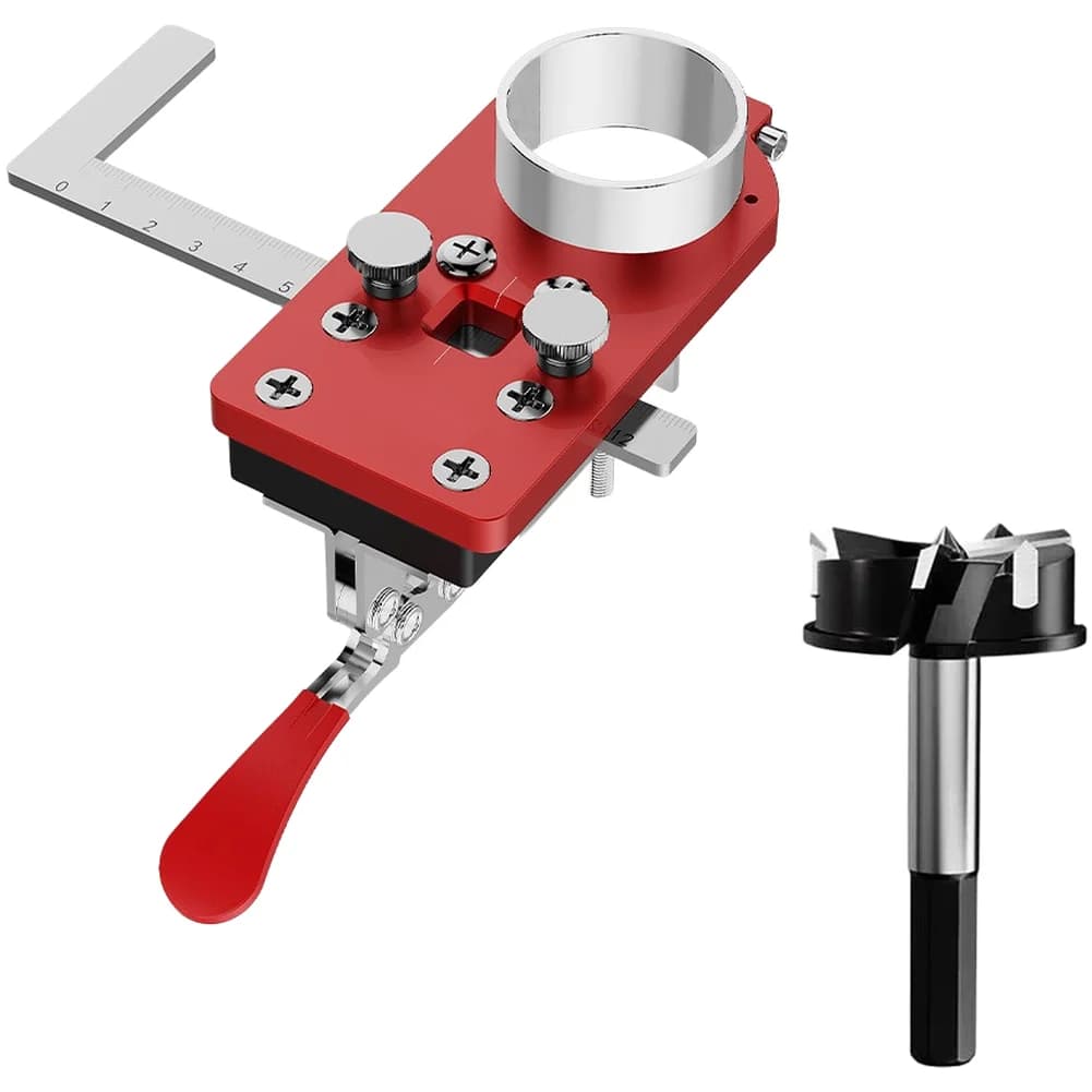 Adjustable Drilling Jig for Cabinet Door Hinges 35mm Hole Guide Aluminum Alloy Construction Edge Distance 30-100mm Depth 12mm