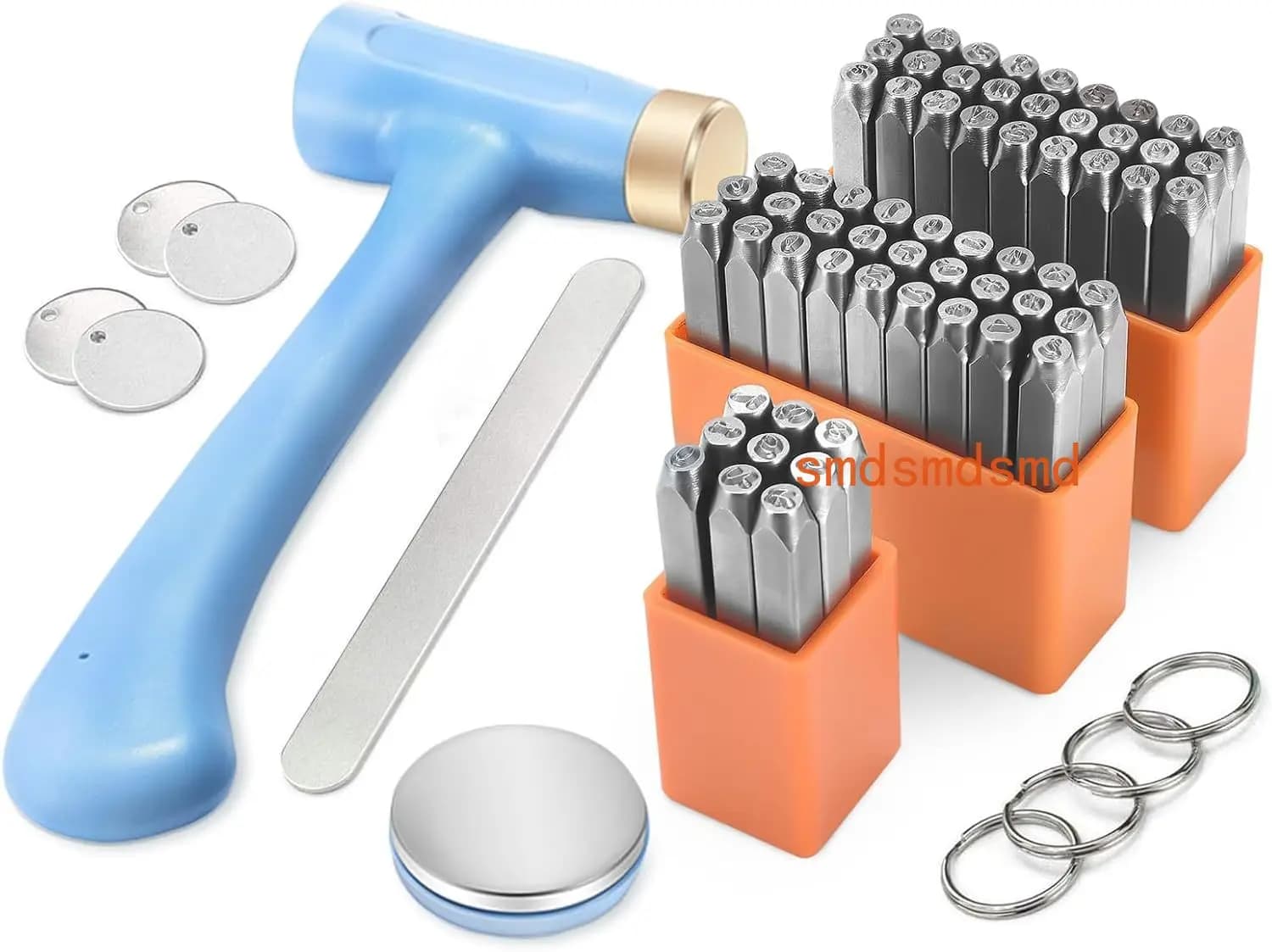 Key Numbers and Letter Set, 63PCS 3mm Carbon Steel Alphabet A-Z a-z, Numbers 0-9, 2 Symbols, Metal Stamping Hammer, Punch Stamp