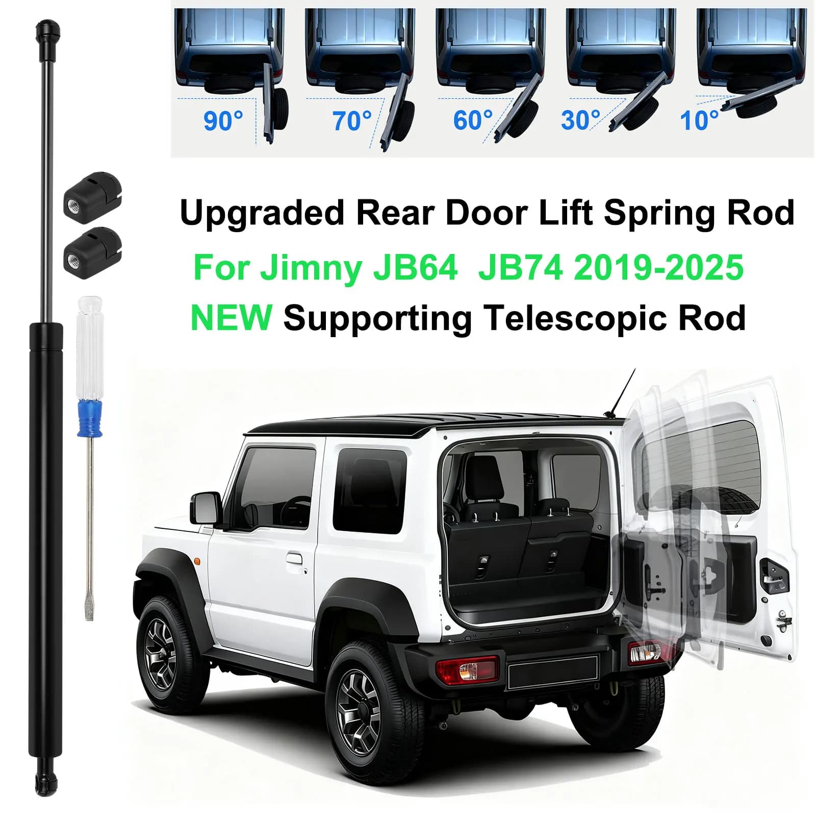 Per Suzuki Jimny JB64 JB74 Porta Posteriore Ascensore Molla Asta Jimny JB74 JB64 2019-2025 Supporto Asta Telescopica a 10-90 ° Angolo di arresto