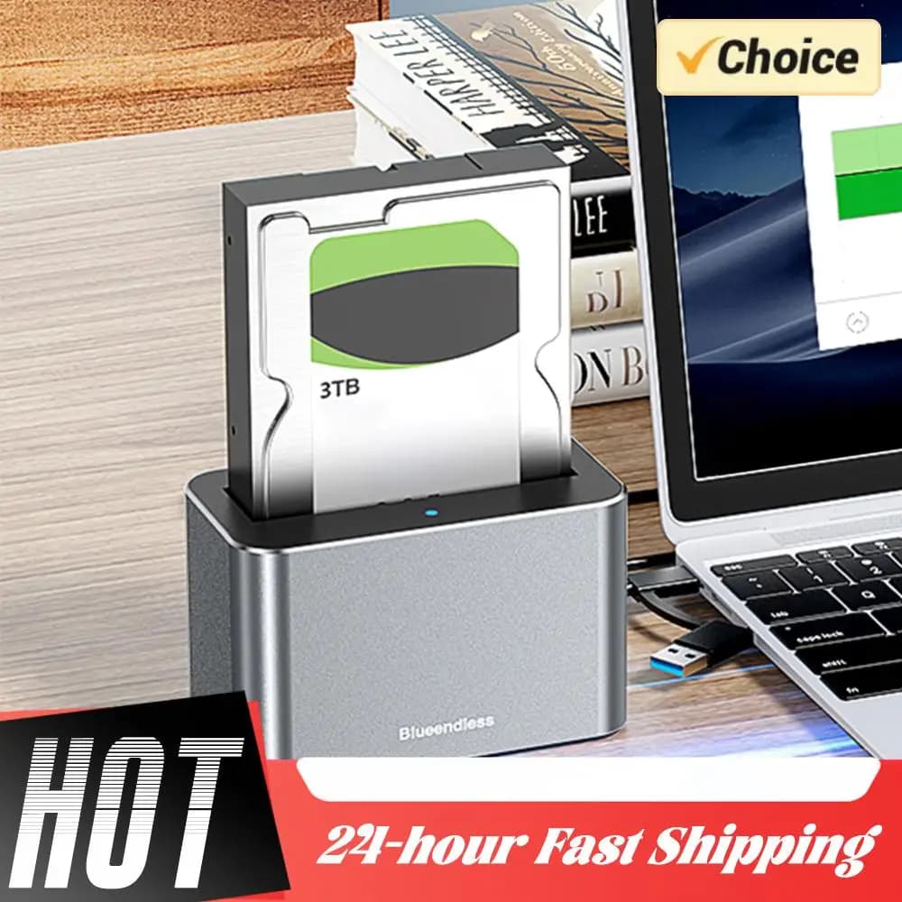 Dock per hard disk SAS con adattatore USB 3.0, supporta fino a 20 TB, custodia esterna per disco USB, compatibile con HDD/SSD SATA/SAS da 2,5/3,5 pollici.