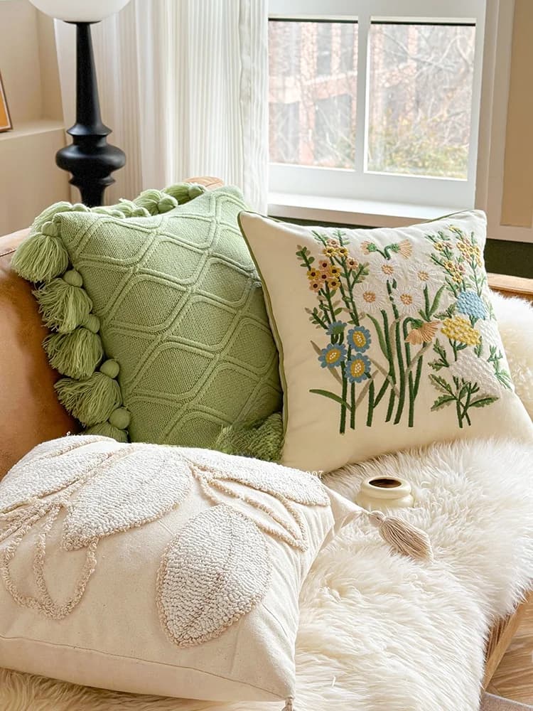 Fodera per cuscino ricamata per divano, testiera letto, cuscino decorativo per soggiorno senza imbottitura, marca Mancotton