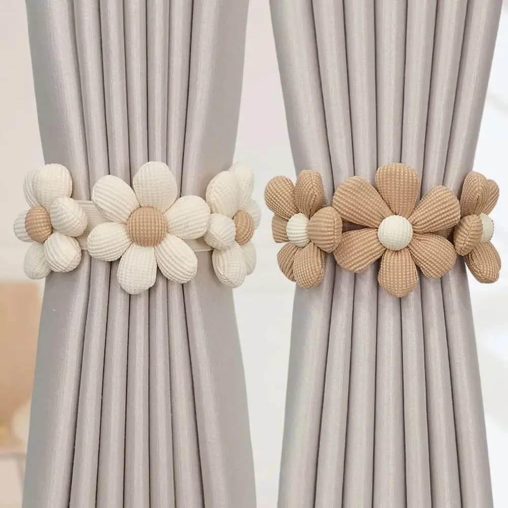 Cute Elastic Band Curtain Tieback Flower Shape Cartoon Window Curtain Buckles Magnetic Buckle Curtain Rope Holders Home Decor