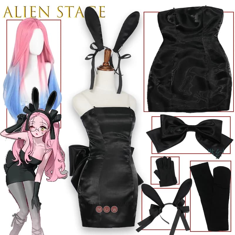 ‌ ‌ ‌ ‌ ‌ ‌ BAlienStage MIZI 3rd Anniversary Rabbit Cafe Series Costume Cosplay Distintivo Abito avvolgente in vita Abito da donna Backless Sexy Party