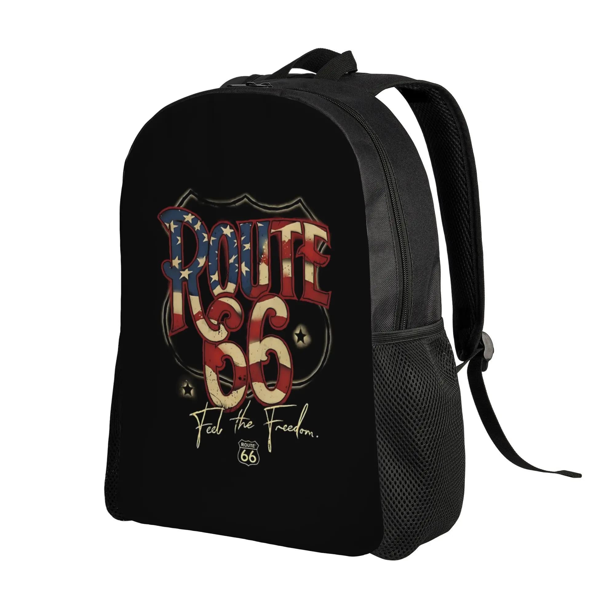 Route 66 Patriotic Freedom Vibe Large Capacity Backpack, Stylish and Versatile, Suitable for Casual Wear and Sports Travel