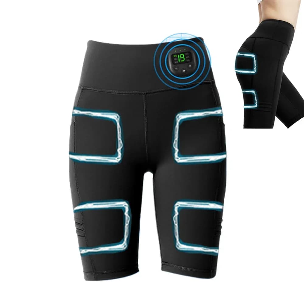 Massage trousers with muscle stimulation EMS, modelling shorts for legs, smart pants for slimming and slimming legs, yoga pants with USB charging