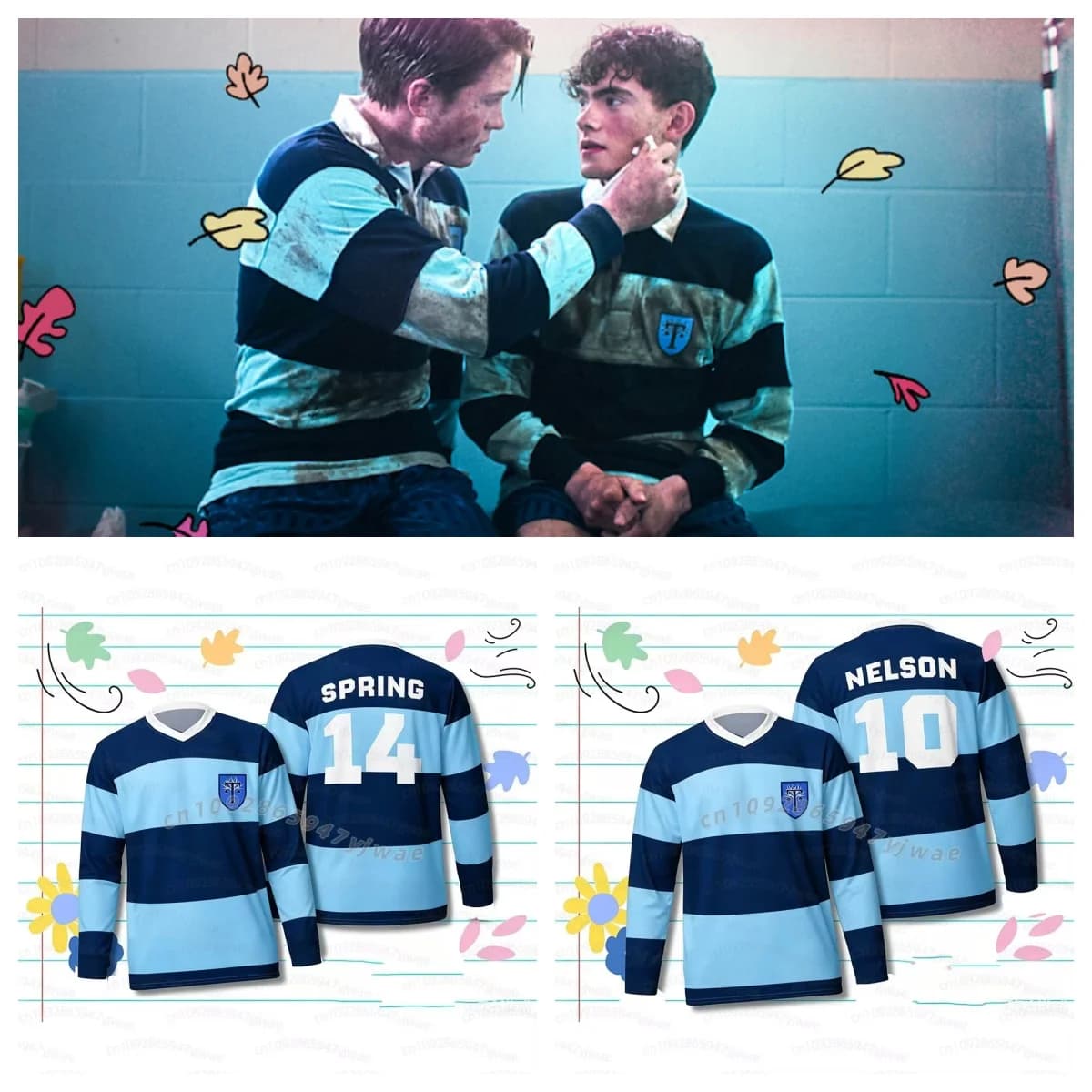 2026 Tv Heartstopper Men's Women's T-Shirt NELSON NO.10 SPRING 14 Rugby Jersey Long Sleeve V-Neck Men Cosplay T-Shirt