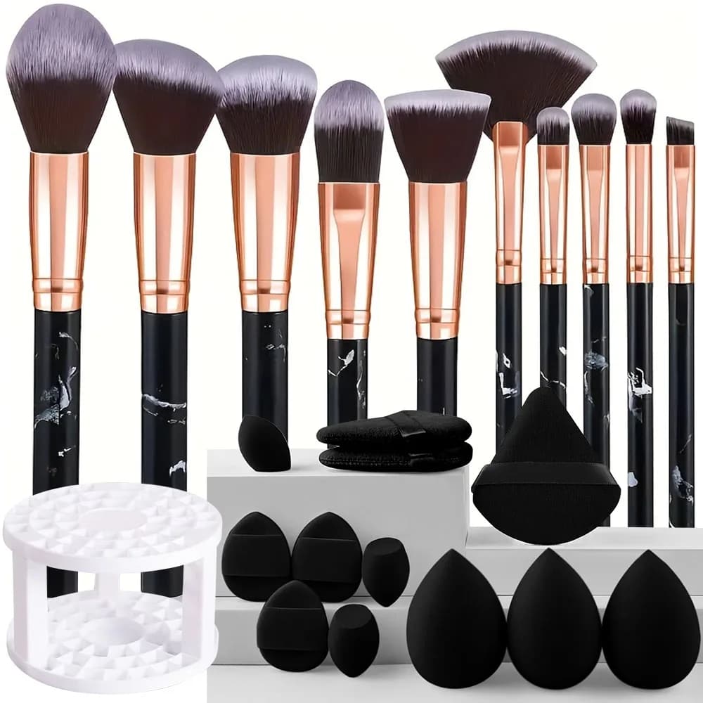 10/23 pezzi set di pennelli per trucco in marmo trucco multi angolo pennello cosmetico da viaggio ombretto in polvere fondotinta fard miscelazione strumento di bellezza