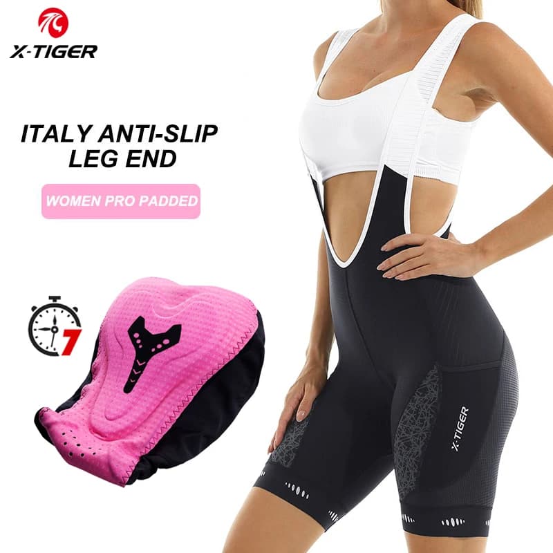 X-TIGER women's cycling shorts MTB padded in competitive sponge with side pockets tights with summer breathable straps