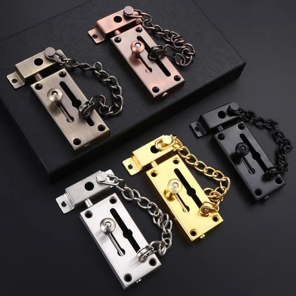 New Stainless Steel Door Lock Insurance Safety Hardware Anti-theft Chain Durable Thickened Door Bolts Home