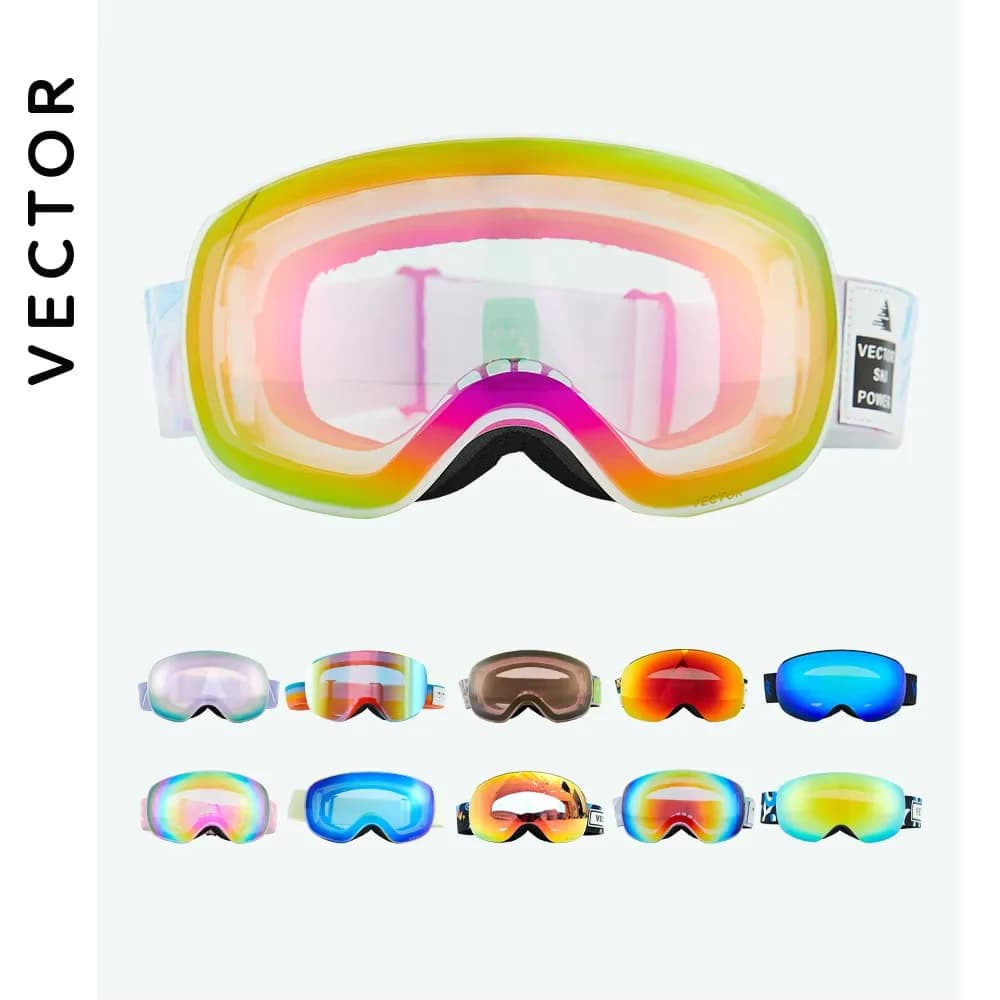 VECTOR Kids Ski Goggles Anti Fog Magnetic Helmet Compatible Snow Goggles Double Layers UV400 Protection Ski Glasses Snowboard