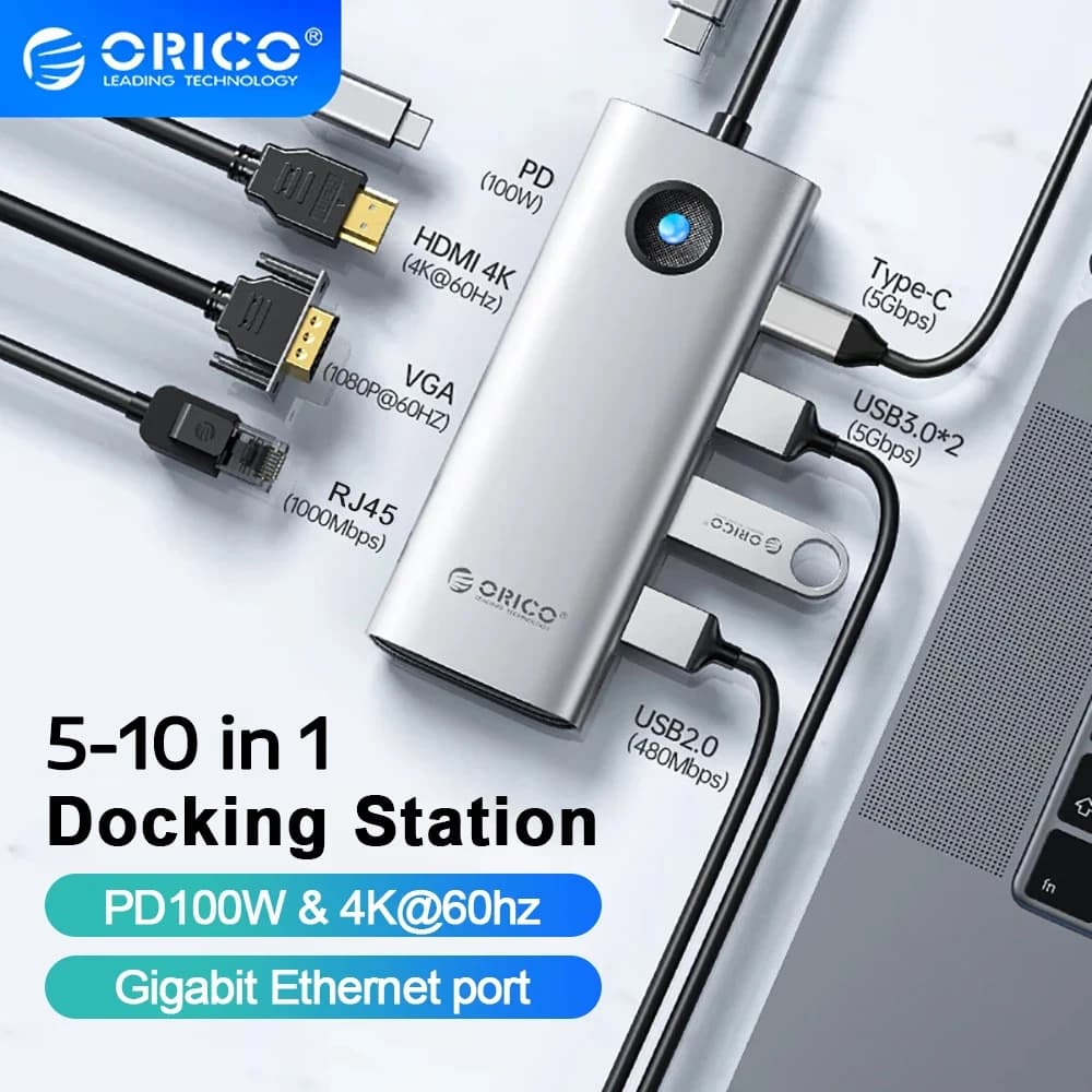 Docking Station tipo C HUB di tipo C a 4 k60hz adattatore USB 3.0 compatibile con HDMI multifunzione RJ45 PD100W per accessori Macbook Pro