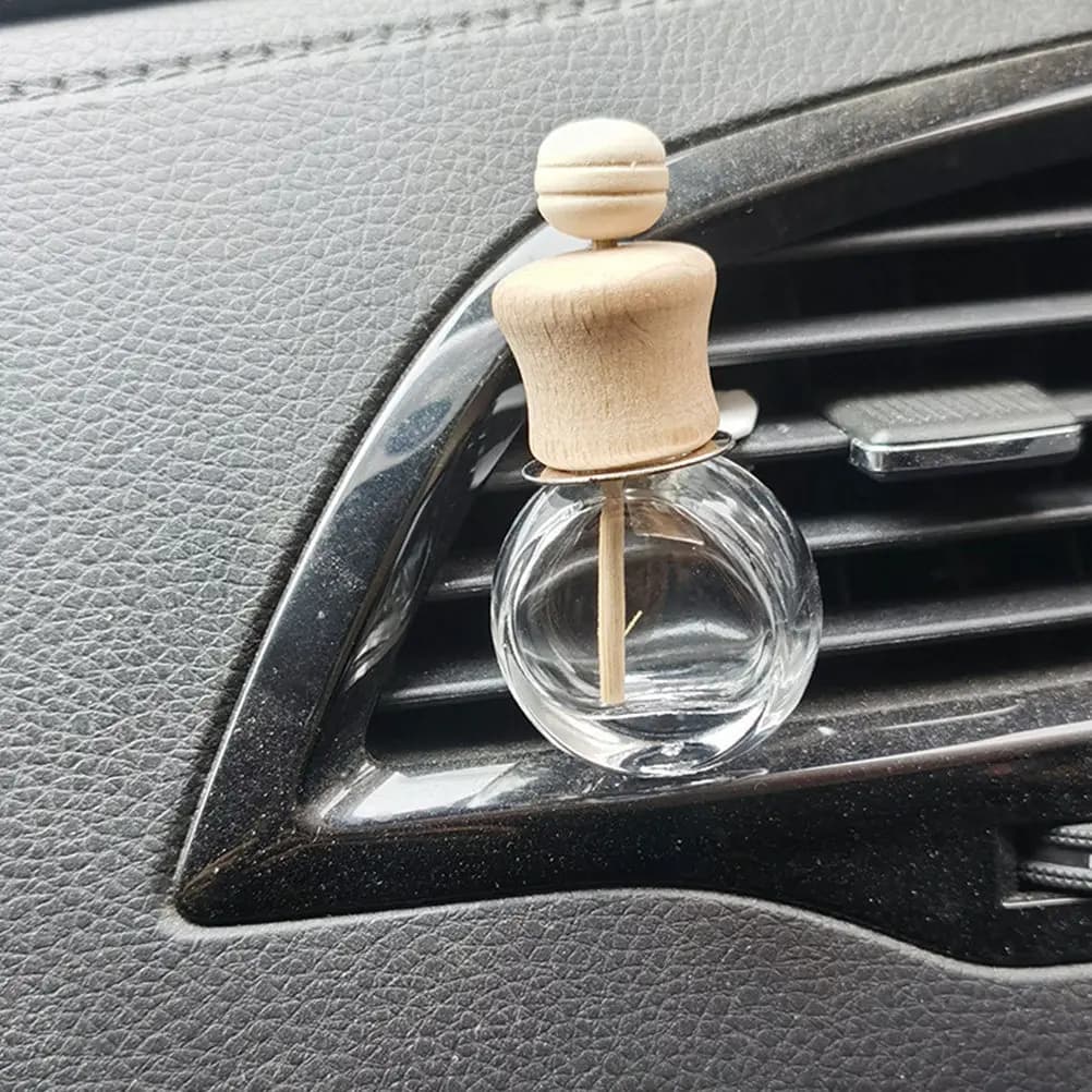 4 Pezzi Clip per Bottiglia di Profumo, Deodorante per Auto, Diffusore di Fragranza in Vetro e Legno per un'Esperienza di Guida Fresca