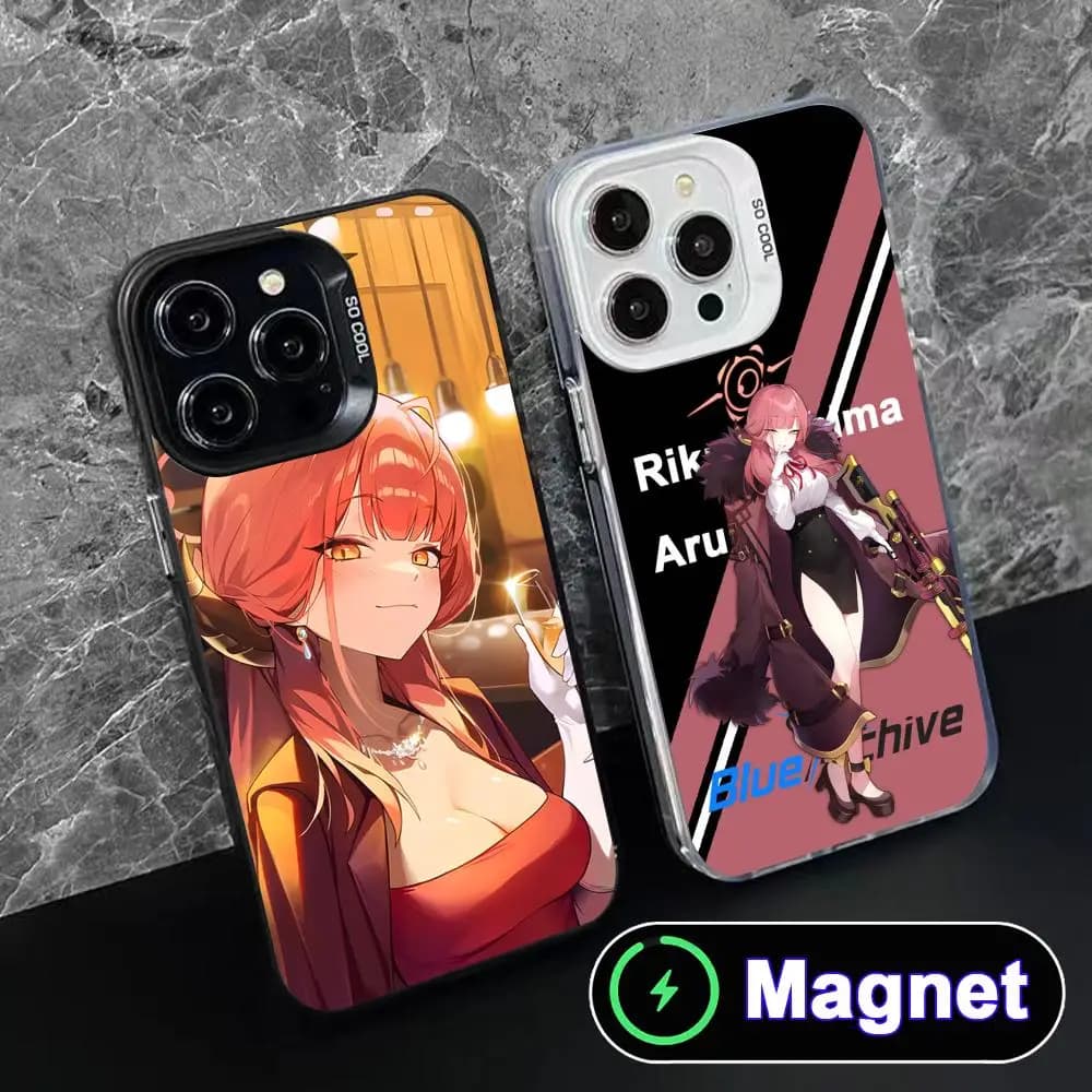 Cover per iPhone Blue Archive Aru per iPhone 17 16 15 14 13 12 11 Air Pro Max Plus, colorata con magnete argentato