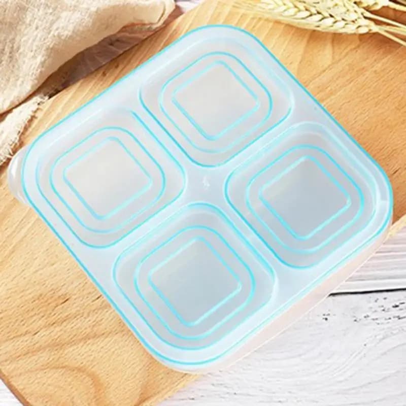 Contenitore per il pranzo per la scuola Contenitore per la preparazione dei pasti a 4 griglie Riutilizzabile per alimenti Porzione per microonde Lunchbox per il campeggio scolastico
